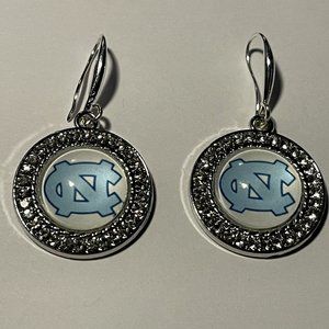 North Carolina Tar Heels NCAA Fashion Dangle Rhinestone Earrings NEW